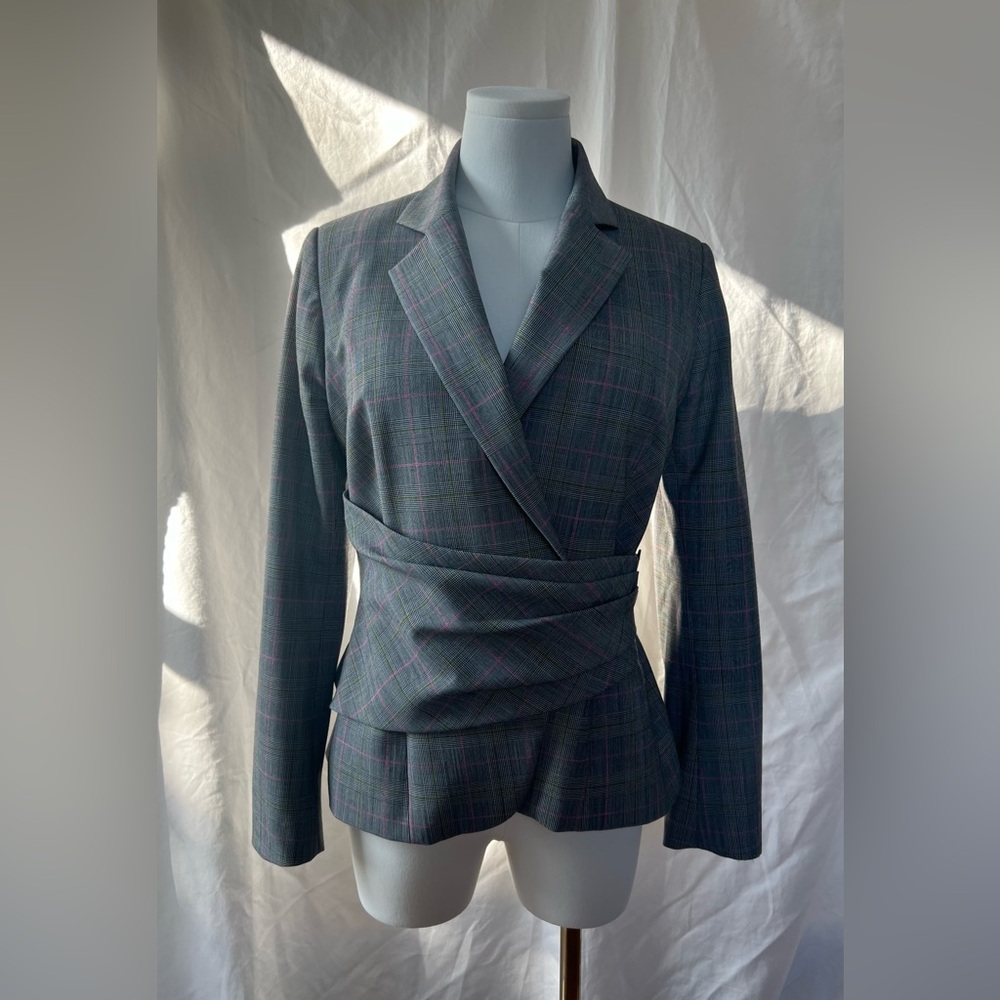 The Fold London Collingham Jacket- Plaid Gray and Pink Women’s Blazer